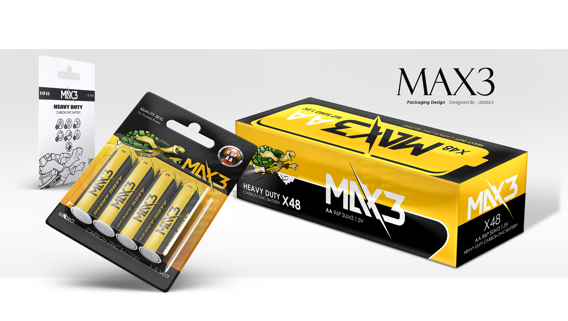 طراحی لیبل و بسته بندی های باتری مکس 3 (Max3)