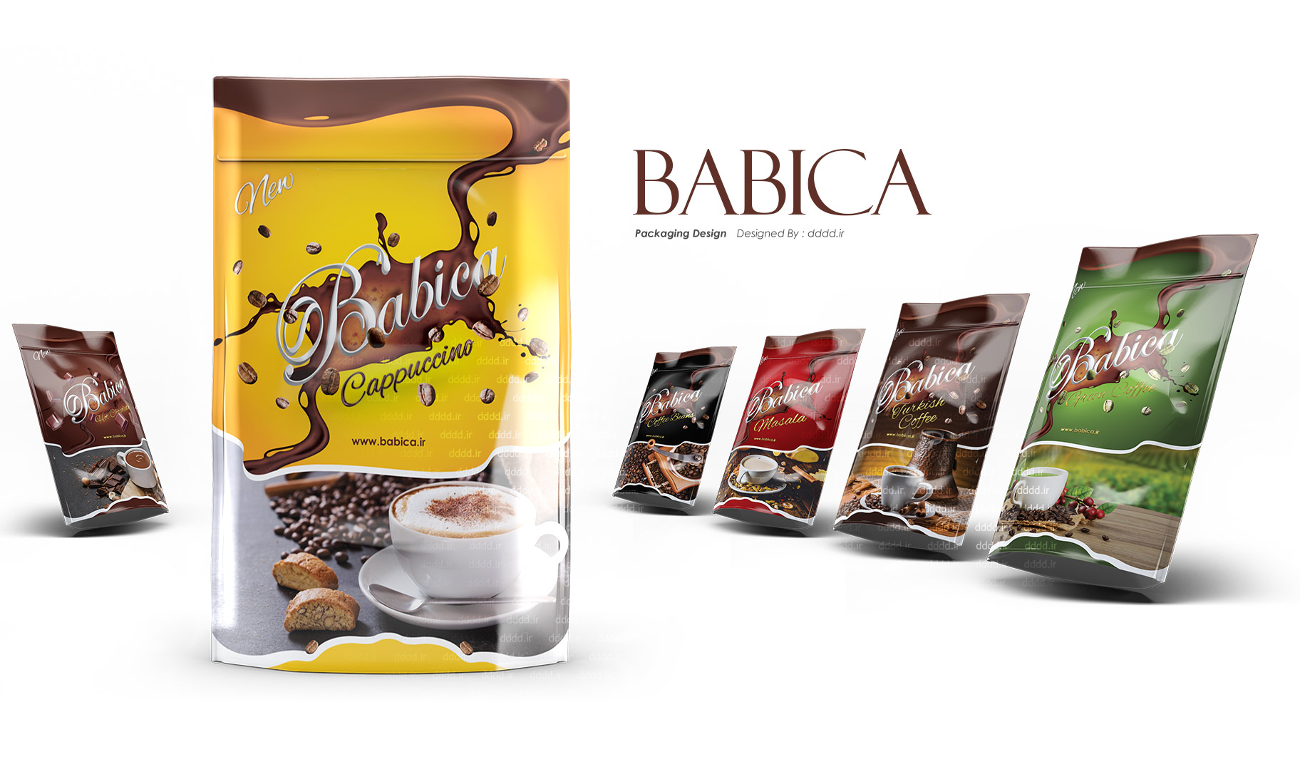 طراحی بسته بندی پودر قهوه بابیکا